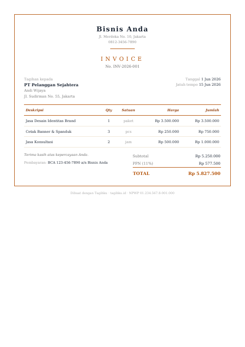 Template invoice Elegan