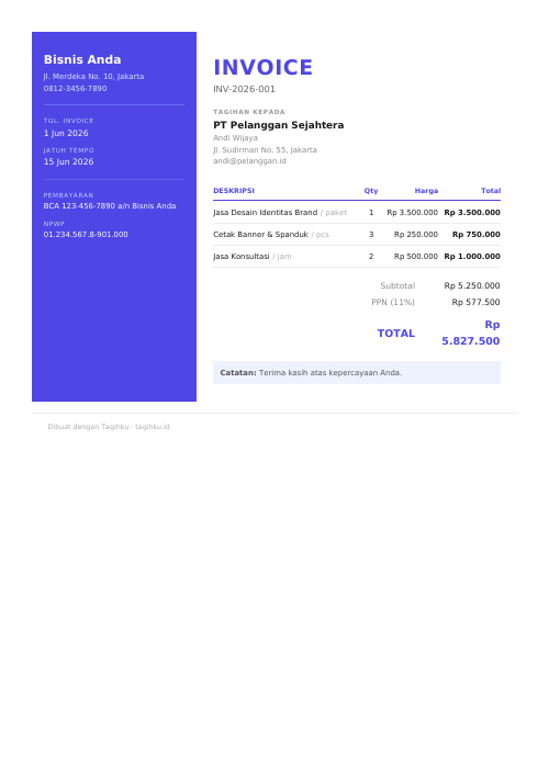 Template invoice Modern